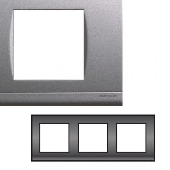 Plaque Triple Horizontale Entraxe 71mm Gris alu NORVIKA