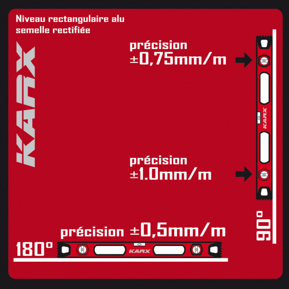 Niveau à Bulle Rectangulaire 100cm Alu KARX