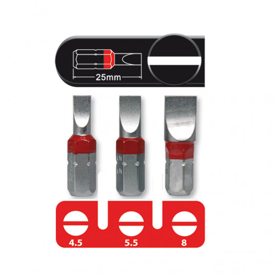 Jeu  de 3 Embouts Plat 4.5/5.5/8 x25mm FEROCE