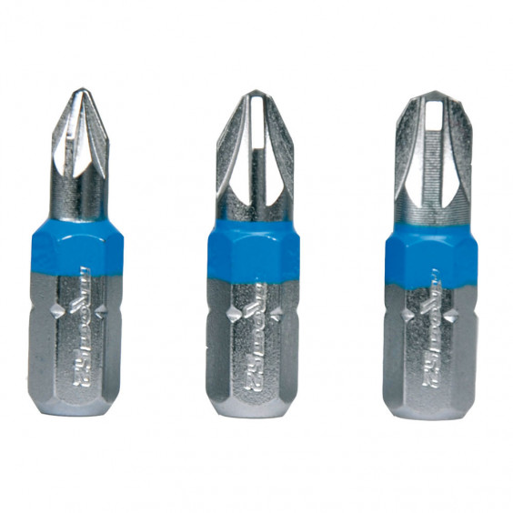Jeu de 3 Embouts Pozidriv PZ1 PZ2 PZ3 x25mm FEROCE