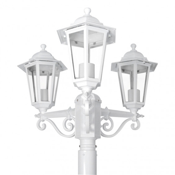 Lampadaire Extérieur 3 Têtes 3x60W E27 Fonte Blanc LOAN