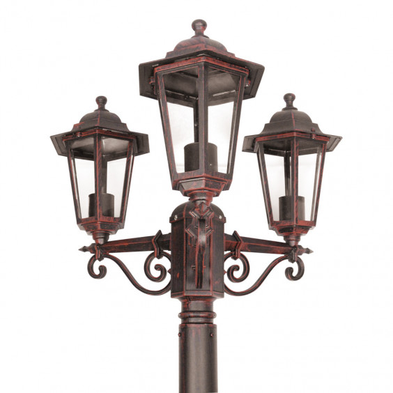 Lampadaire Extérieur 3 Têtes 3x60W E27 Fonte Rouille LOAN