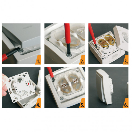 Double Prise Électrique Extérieure Etanche IP55 Encastrée ou Saillie 2P+T 16A ONALP