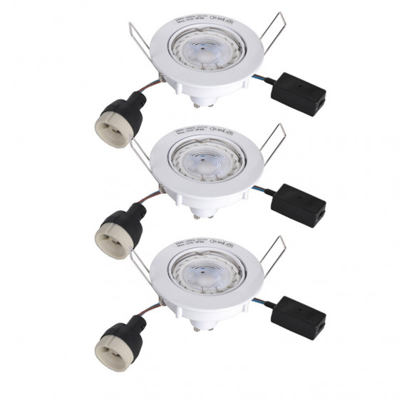 Lot de 3 spots blanc avec ampoule LED
