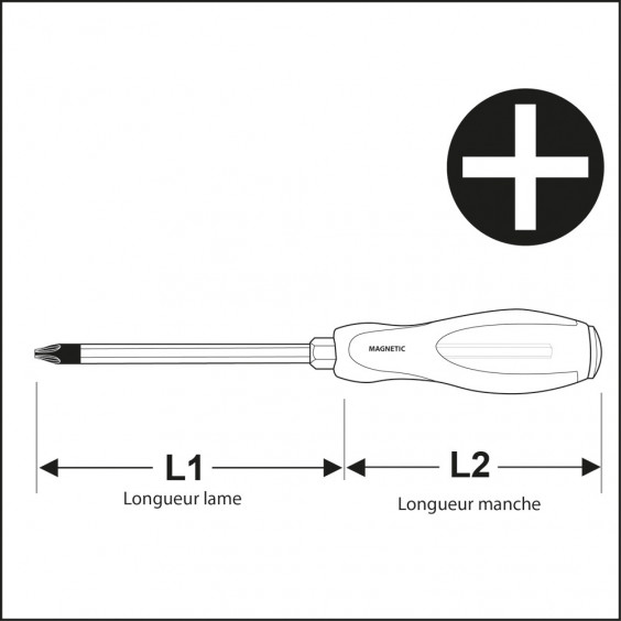 Tournevis Cruciforme Lame Traversante PH1x80 mm KARX