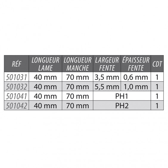 Tournevis Cruciforme Court Lame Traversante PH2x40 KARX