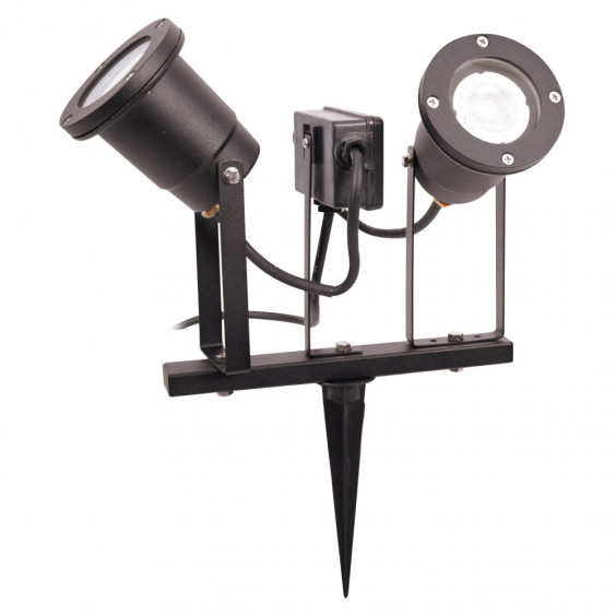 Double spot a piquer & fixer GU10 2*5W led noir