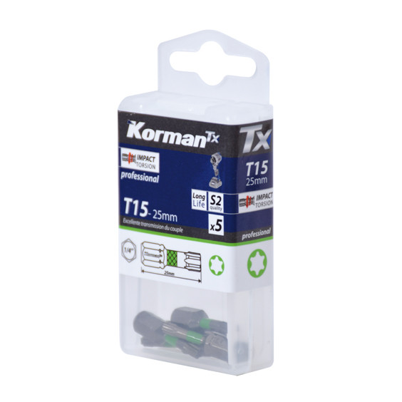 Jeu de 5 embouts T15 Torsion professional