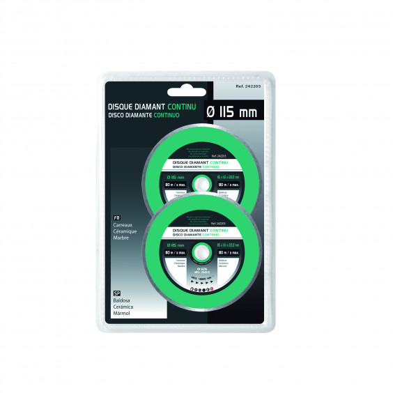 Jeu de 2 disques diamant continu 115mm