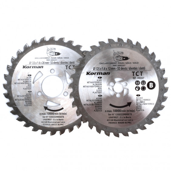 Jeu 2 lames multimatériaux 125mm