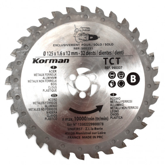 Jeu 2 lames multimatériaux 125mm