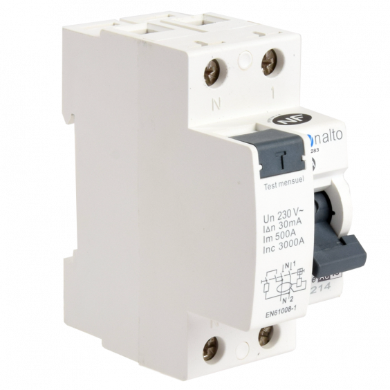 Interrupteur différentiel 1P+N 30 mA, 63A type AC