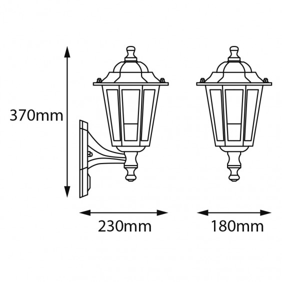 Applique Montante à détection Extérieur  E27 max 60W noir - LOAN