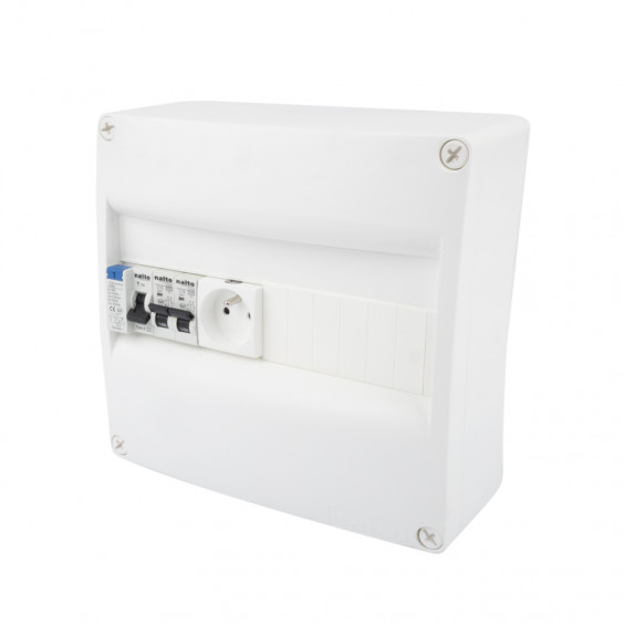 Tableau Électrique Pré Équipé 1 rangée 1 ID 40A + 2 Disjoncteurs + 1 Prise modulaireNALTO