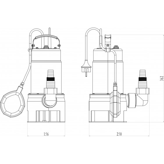 Pompe submersible, eaux chargées 750W