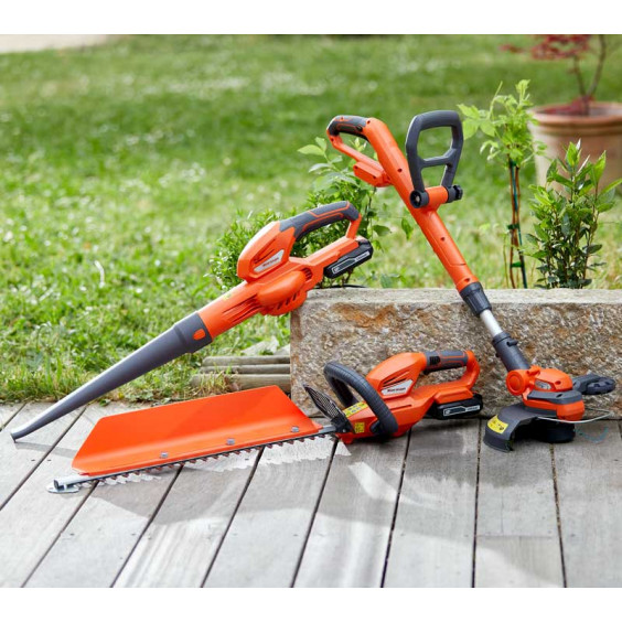 Coupe-Bordure 18V Li-ion + Taille Haie 550mm 18V Li-ion + Souffleur 18V Li-ion +2xBatteries 18V 2Ah + Chargeur rapide 18V KORMAN