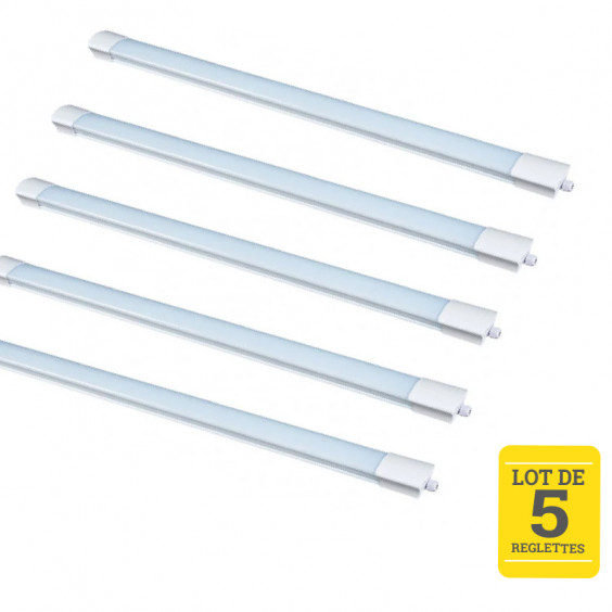 Lot de 5 Réglettes LED Etanche 120cm 40W SMD IP65 WOLTZ