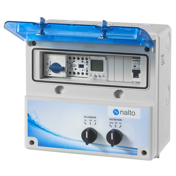 Coffret Electrique Piscine Filtration - Horloge Électronique - 1 Circuit Eclairage 100W - NALTO