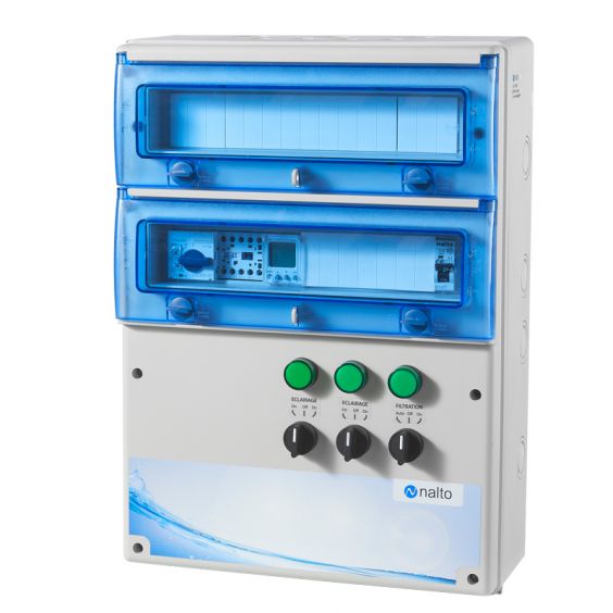 Coffret Electrique Piscine Filtration - Horloge Électronique - 2 Circuits Eclairage 100W - NALTO