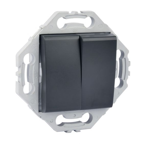 Interrupteur Va et Vient + Poussoir 10A Anthracite NOANE