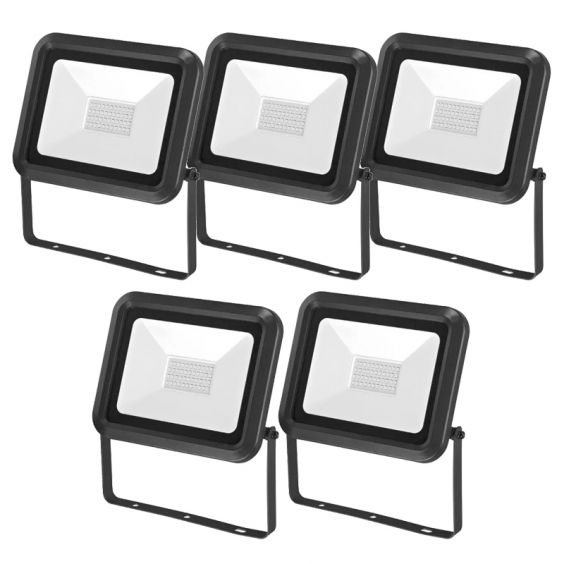 Lot de 5 Projecteurs LED Extérieur Extra Plat 50W Noir CREALYS