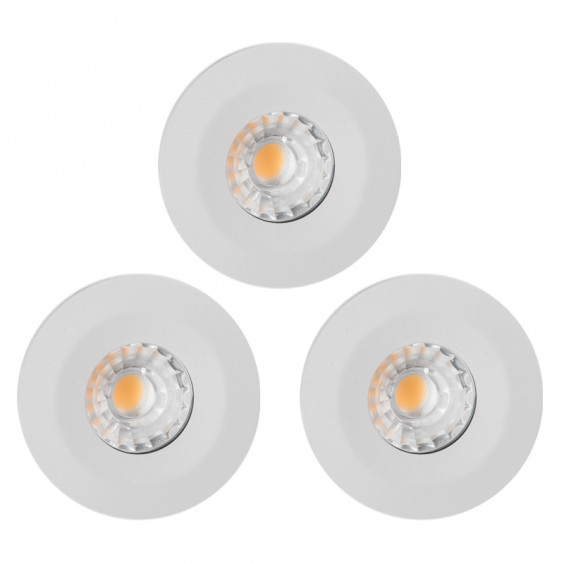 Lot de 3 Spots à encastrer LED COB salle de bain 10W  étanche IP65 blanc