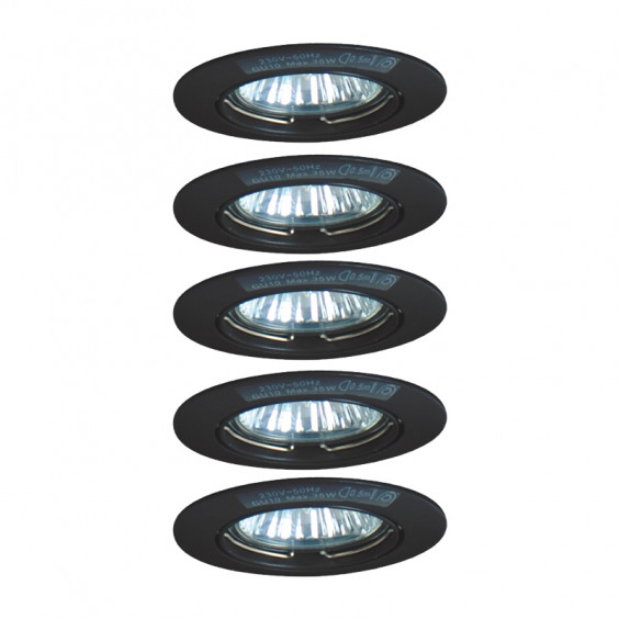 Lot de 5 spots encastrés ronds orientables TBT 12 V 35W