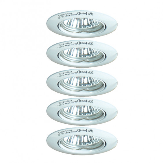 Lot de 5 spots encastrés ronds orientables TBT 12 V 35W