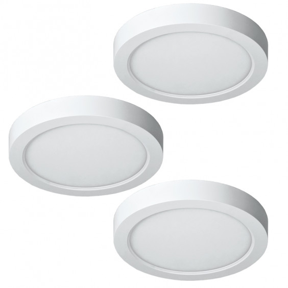 Lot de 3 spots en saillie downlight rond à LED 18W