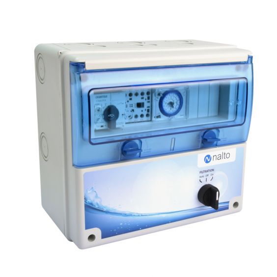 Coffret piscine pour pompe de filtration avec holorge mécanique