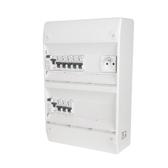 Tableau Equipé Cablé 2 Rangées NF 2ID + 8 Disjoncteurs Auto 4.5kA