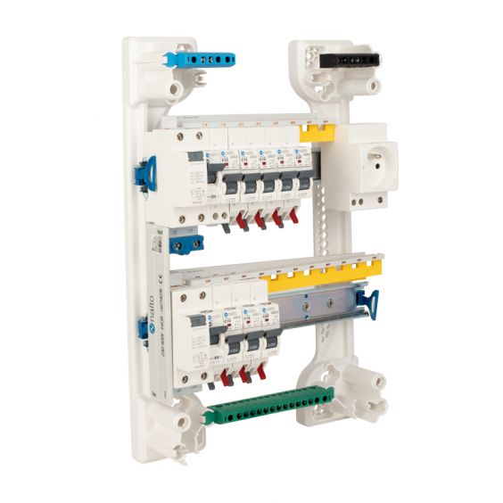 Tableau Equipé Cablé 2 Rangées NF 2ID + 8 Disjoncteurs Auto 4.5kA