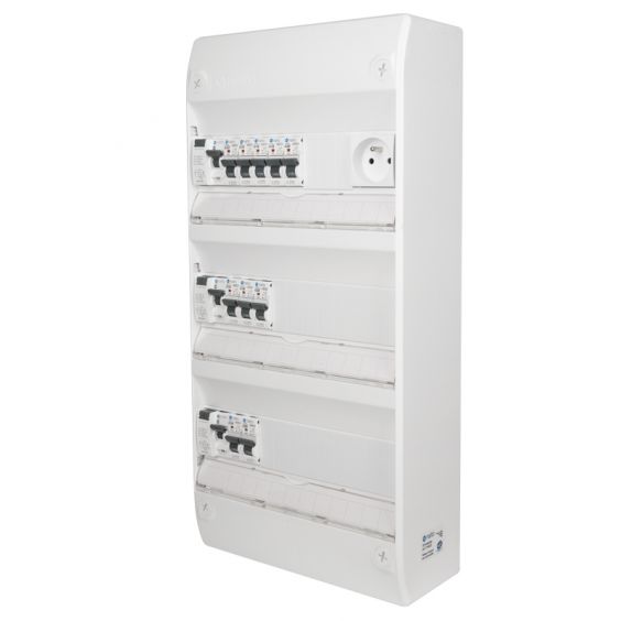 Tableau Equipé Cablé 3 Rangées NF 3ID + 10 Disjoncteurs Auto 4.5kA
