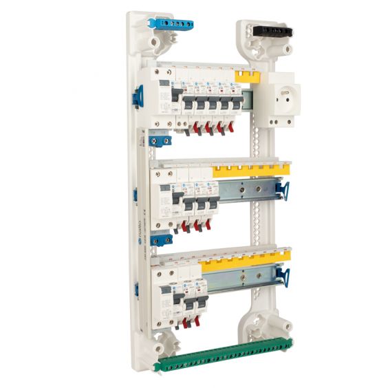 Tableau Equipé Cablé 3 Rangées NF 3ID + 10 Disjoncteurs Auto 4.5kA