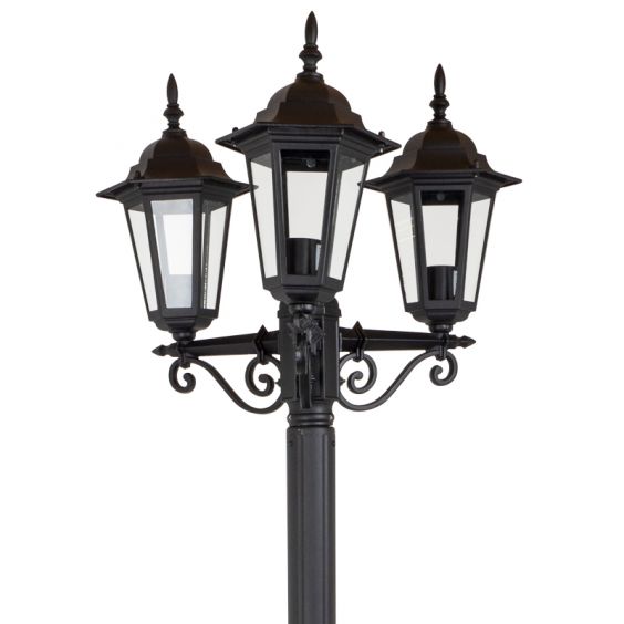 Lampadaire Extérieur 3 Têtes 3x100W Fonte Noir INITIALIS