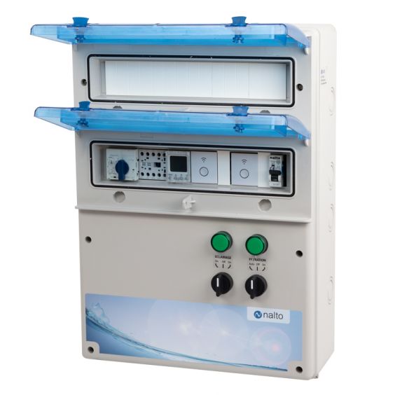 Coffret Piscine pour Filtration + Éclairage 1000W Connecté via un Module Wifi Inclus 