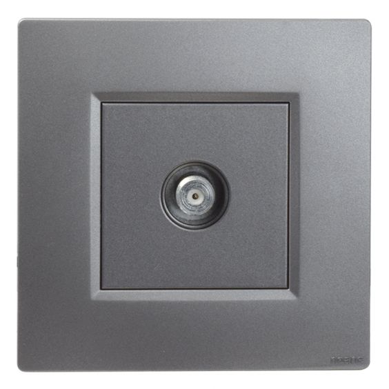Prise TV Murale Simple Type F Gris Alu Complète NOANE