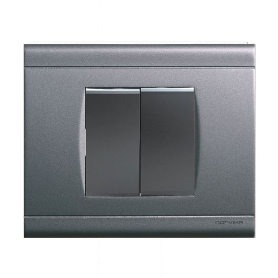 Lot de 5 Interrupteurs Double Va et vient Gris Anthracite Complets NORVIKA