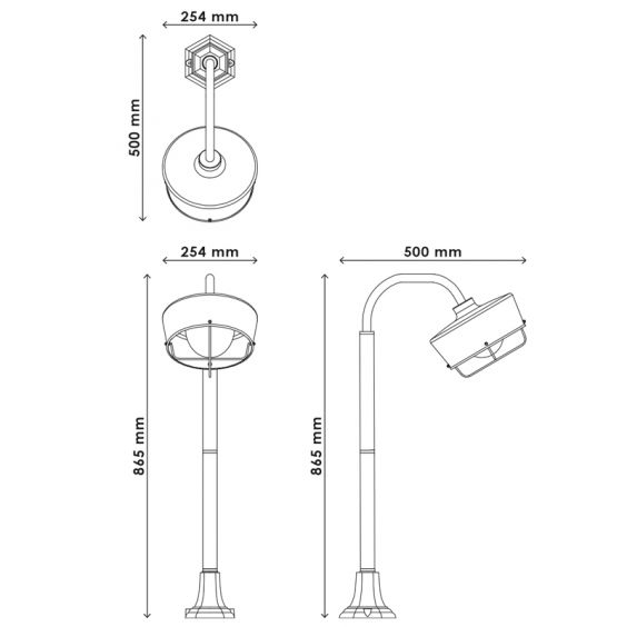 Borne Lumieuse Extérieure 60W max E27 Acier Noir WOLTZ