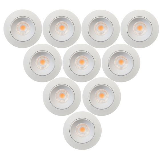 Lot de 10 Spots à encastrer Orientables Variables 7W LED COB Blanc CREALYS