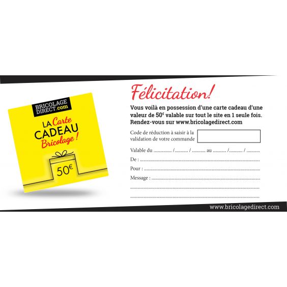 Carte Cadeau Bricolage 50€