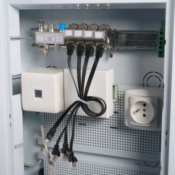 Coffret de Communication TEL/TV WIFI/ADSL avec 4 connecteurs RJ45 + Arrive fibre optique - GRADE2 NALTO