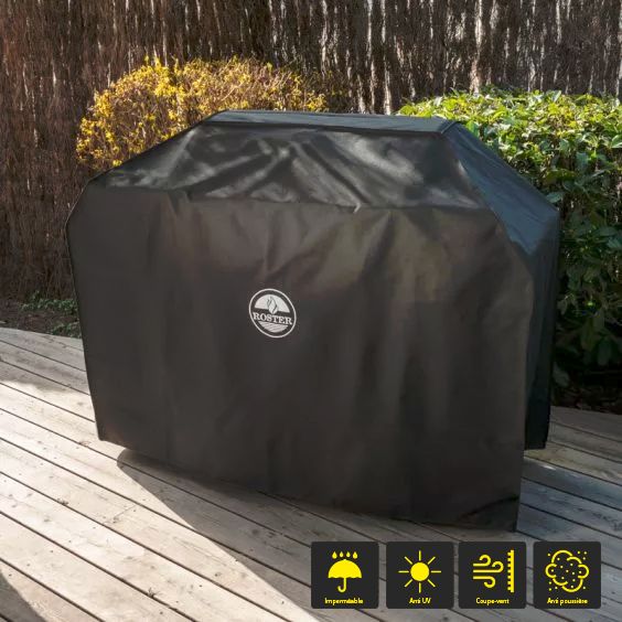 Pack Barbecue Gaz 3 Brûleurs Plancha/Grill/Latéral + Housse de protection imperméable ROSTER