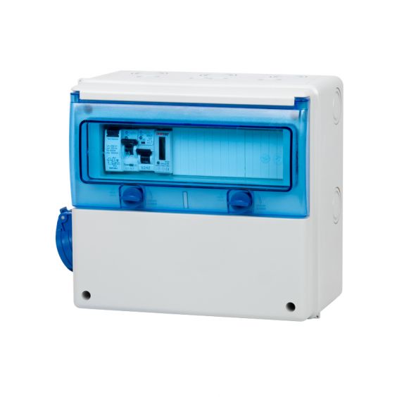 Coffret de camping avec 1 prise CEE 10A + protection électrique incluse + compteur