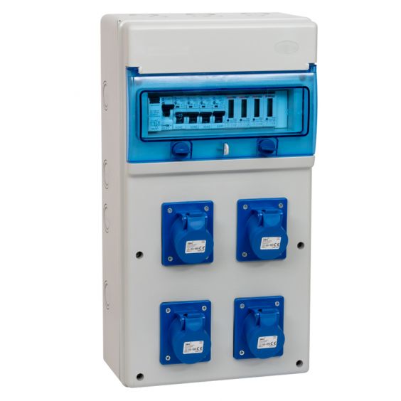 Coffret de camping avec 4 prises CEE 10A + protections électriques incluses + compteurs