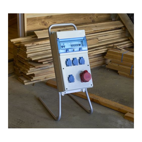 Coffret de Chantier avec 4 Prises Monophasées + 1 Prise Tétrapolaire 16A + SupportNALTO