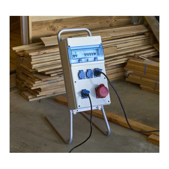 Coffret de Chantier avec 4 Prises Monophasées + 1 Prise Tétrapolaire 16A + SupportNALTO