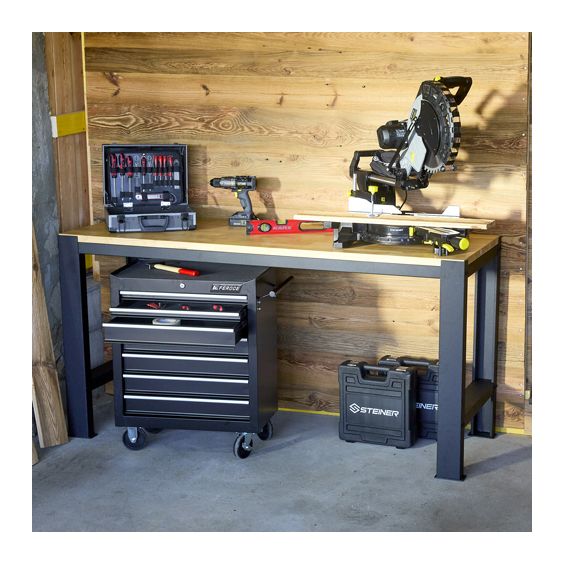 Pack Servante d'Atelier 7 Tiroirs sur roues + Établi d'atelier FEROCE