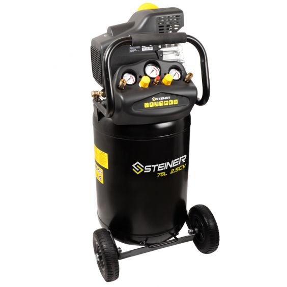 Compresseur Vertical 75L 2.5CV KORMAN + Enrouleur Automatique de Tuyau d'Air Comprimé 9M