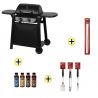 Pack Barbecue Gaz 2 Brûleurs Grill, Ustensiles, Brochettes et Sauces ROSTER